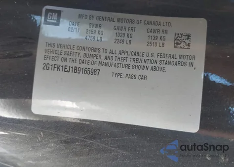 2011 Chevrolet Camaro 2Ss z USA, uszkodzony, nr VIN 2G1FK1EJ1B9165987